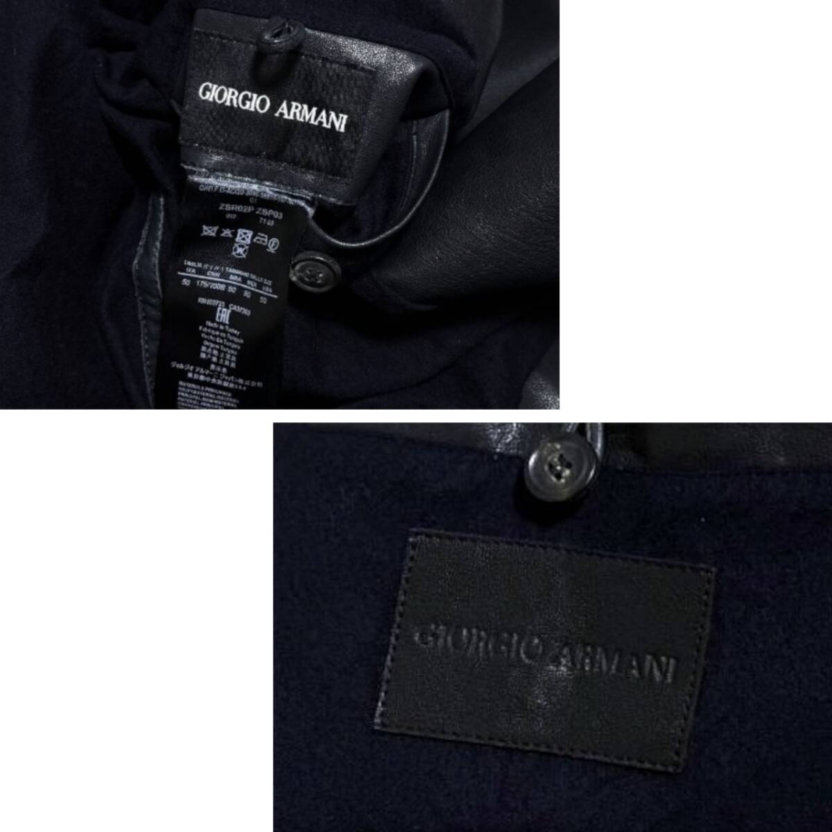 GIORGIO ARMANI Leather  Shearling Panel Moto Jacket Velvet Velour