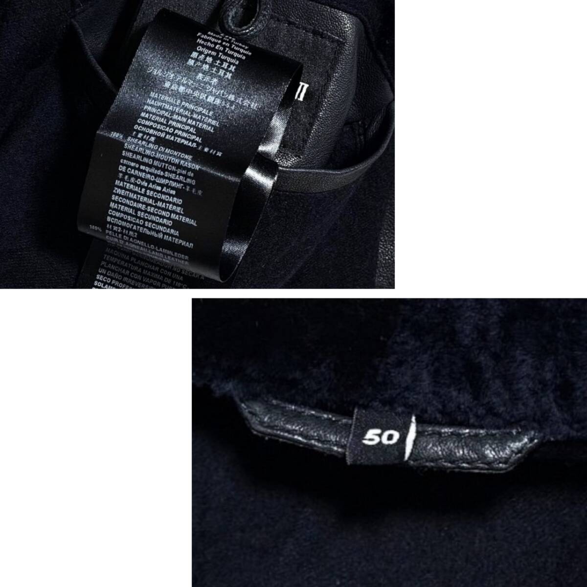 GIORGIO ARMANI Leather  Shearling Panel Moto Jacket Velvet Velour