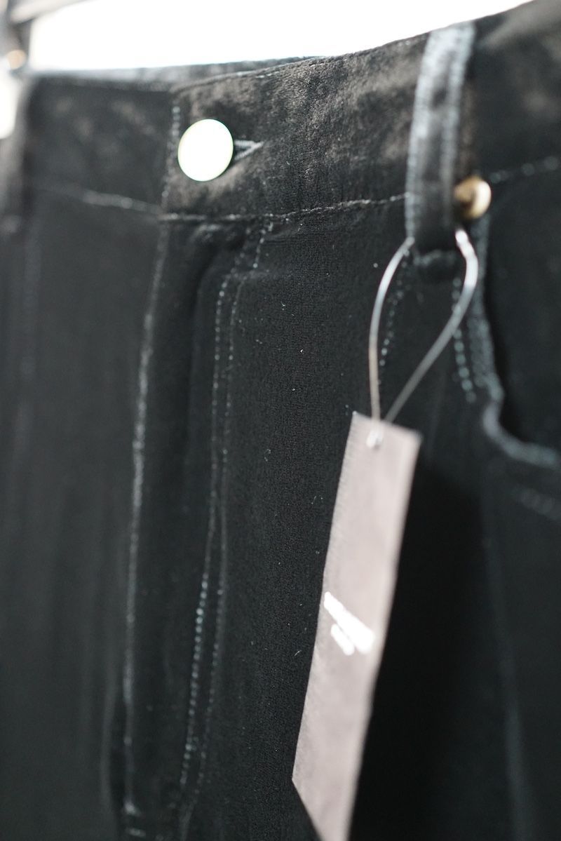 SAINT LAURENT PARIS Velvet Long Wide Leg Pants Black Size 31 751011 Y05PA