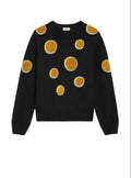 NWT 23AW CELINE Black Crew Neck Knit Sweater - Velvet Inserts, Wool Men M