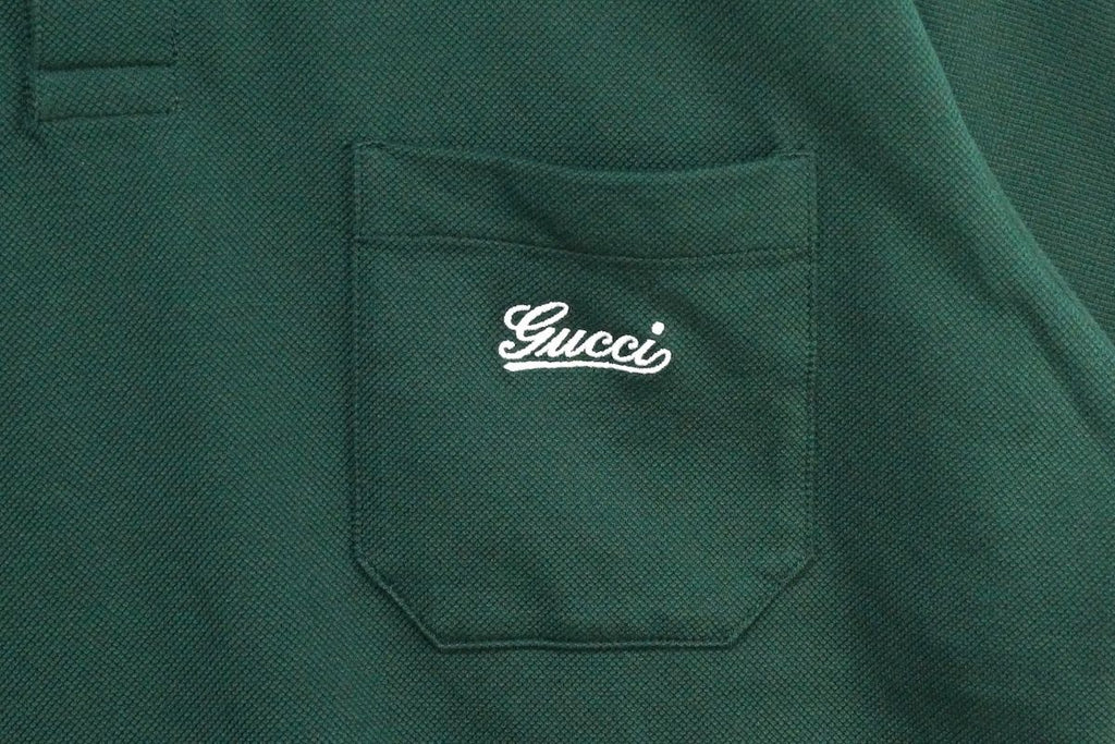 GUCCI Pocket Logo Embroidery Polo Shirt Dark Green Size XS 784422 XJGP6