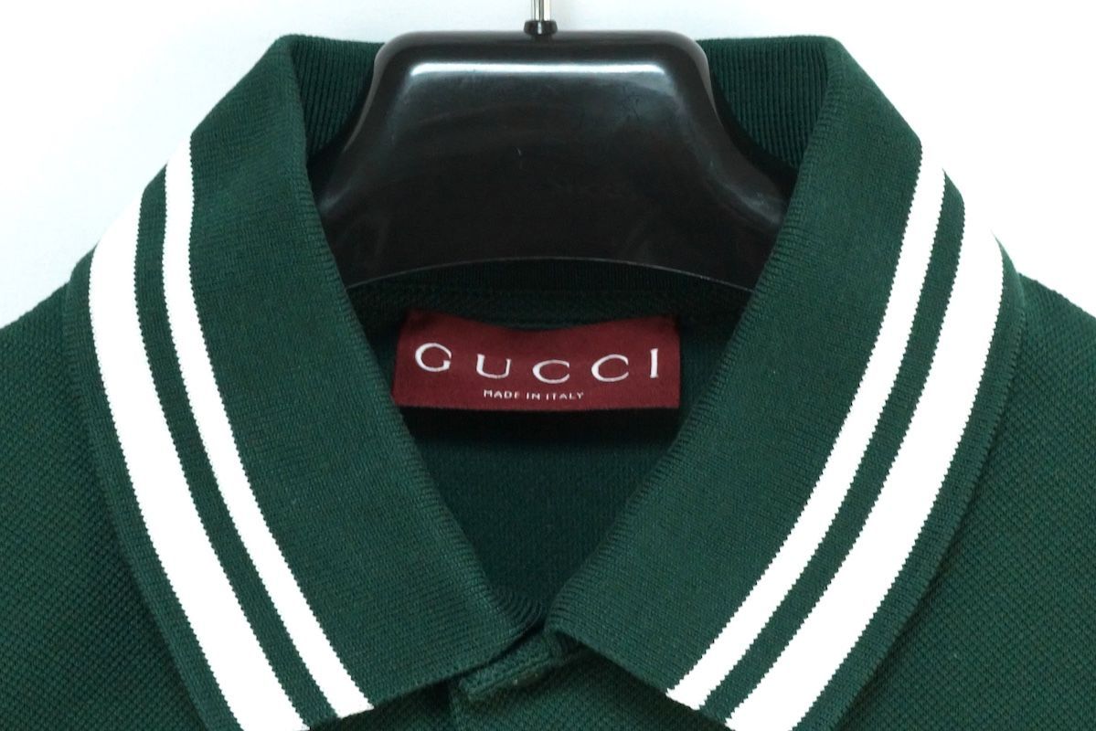 GUCCI Pocket Logo Embroidery Polo Shirt Dark Green Size XS 784422 XJGP6