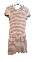 CHANEL Knit Dress Chain Detail Pink x White Size 38
