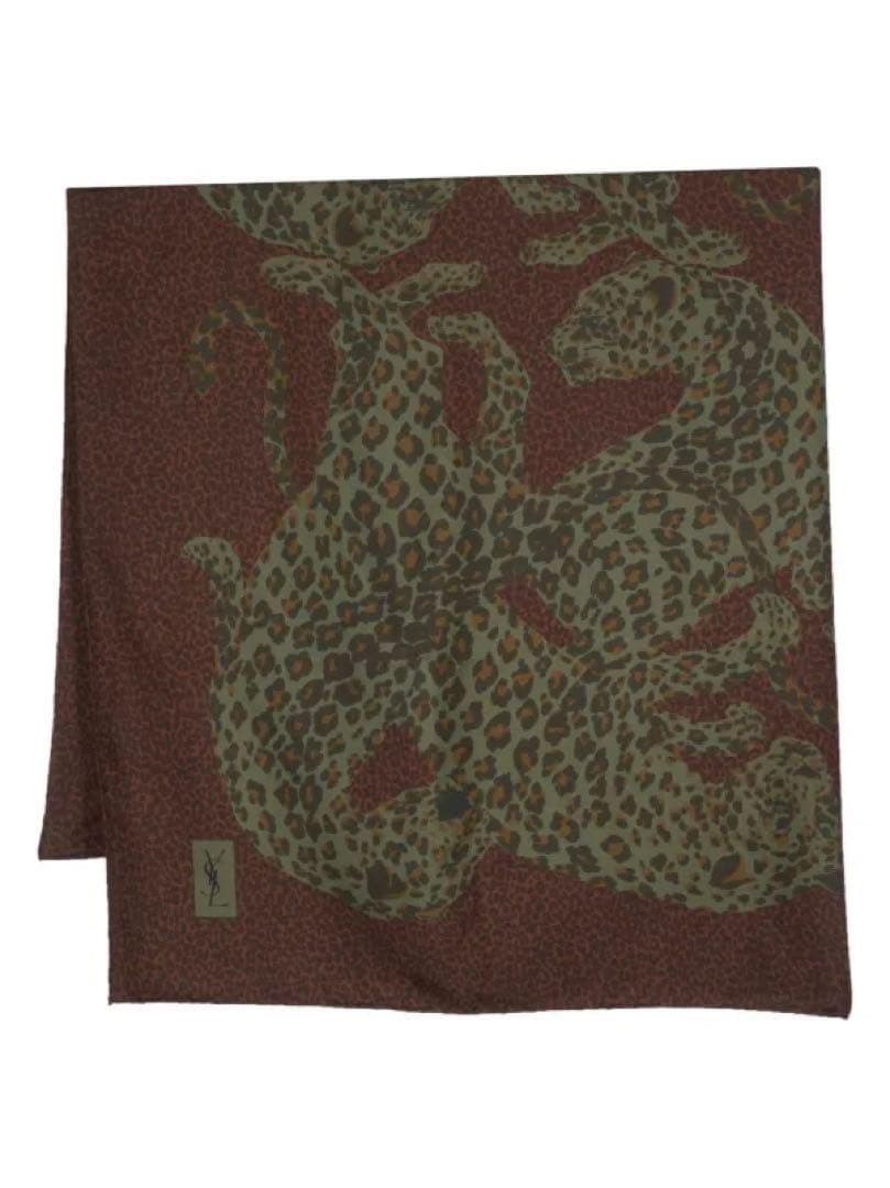 Legendary YSL Yves Saint Laurent Leopard Stole Scarf Silk Woman