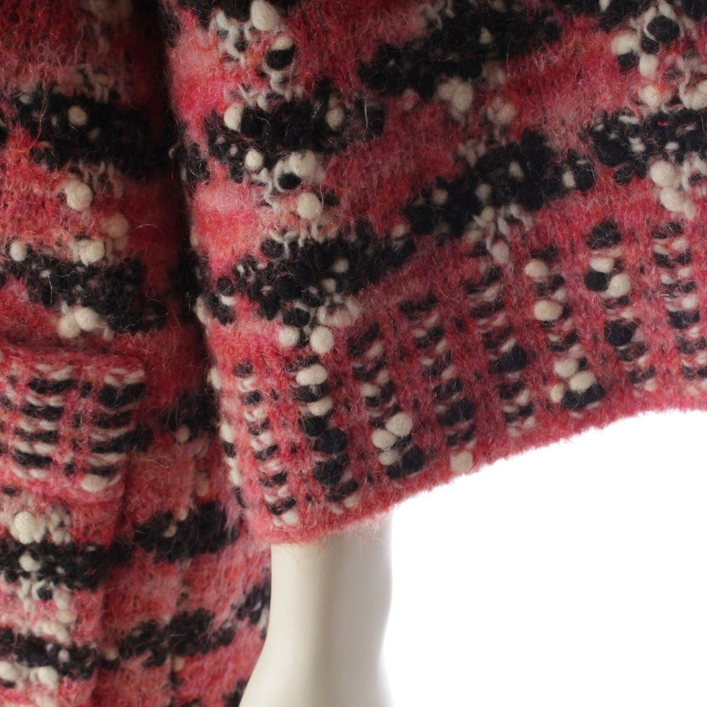 CHANEL P52524 Wool Mohair Nylon Tweed Knit Long Coat Pink Size 38