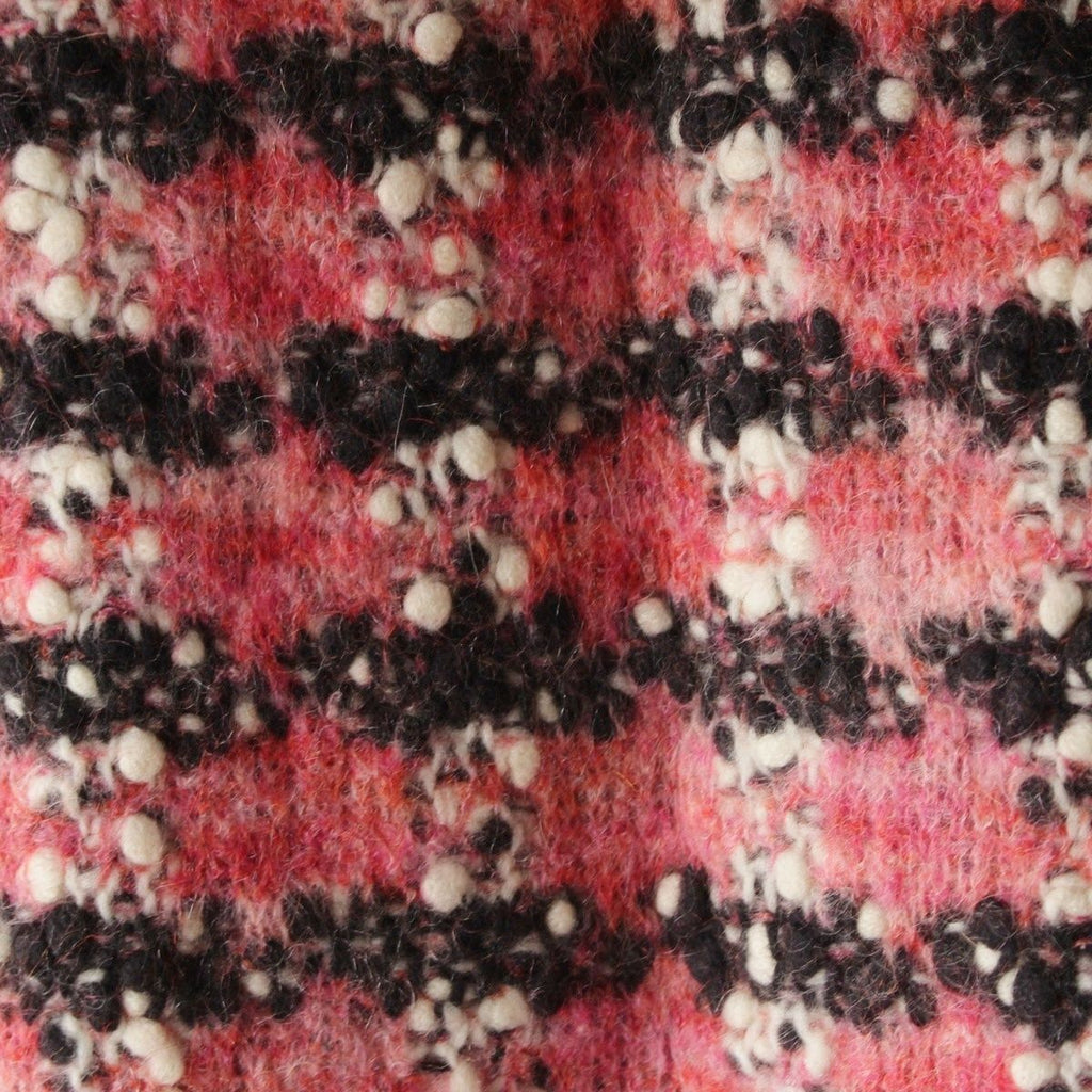 CHANEL P52524 Wool Mohair Nylon Tweed Knit Long Coat Pink Size 38
