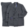 Louis Vuitton Silk Blend LV Logo Embroidery Double Breasted Jacket Pants Suit Grey Size 50