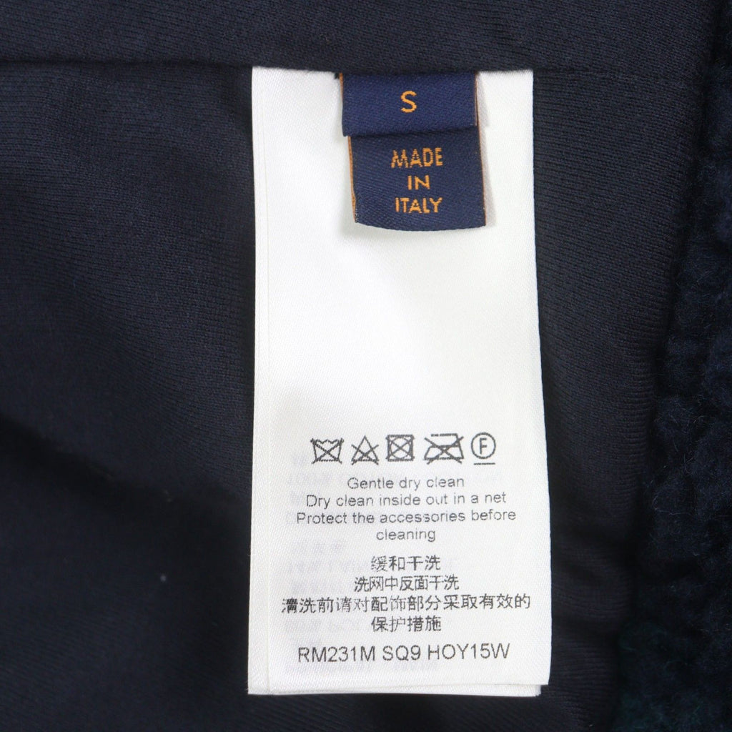 LOUIS VUITTON 2023 HOY15W Monogram Jacquard Zip-Up Fleece Jacket Green Navy Size S