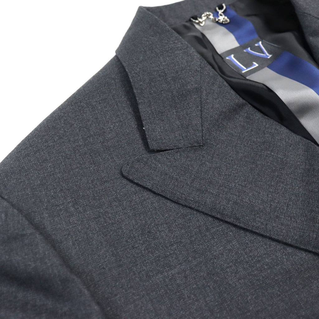NWT LOUIS VUITTON HGCF7W Silk Blend LV Logo Embroidery Peaked Lapel Double Breasted Suit Setup Grey Size 50