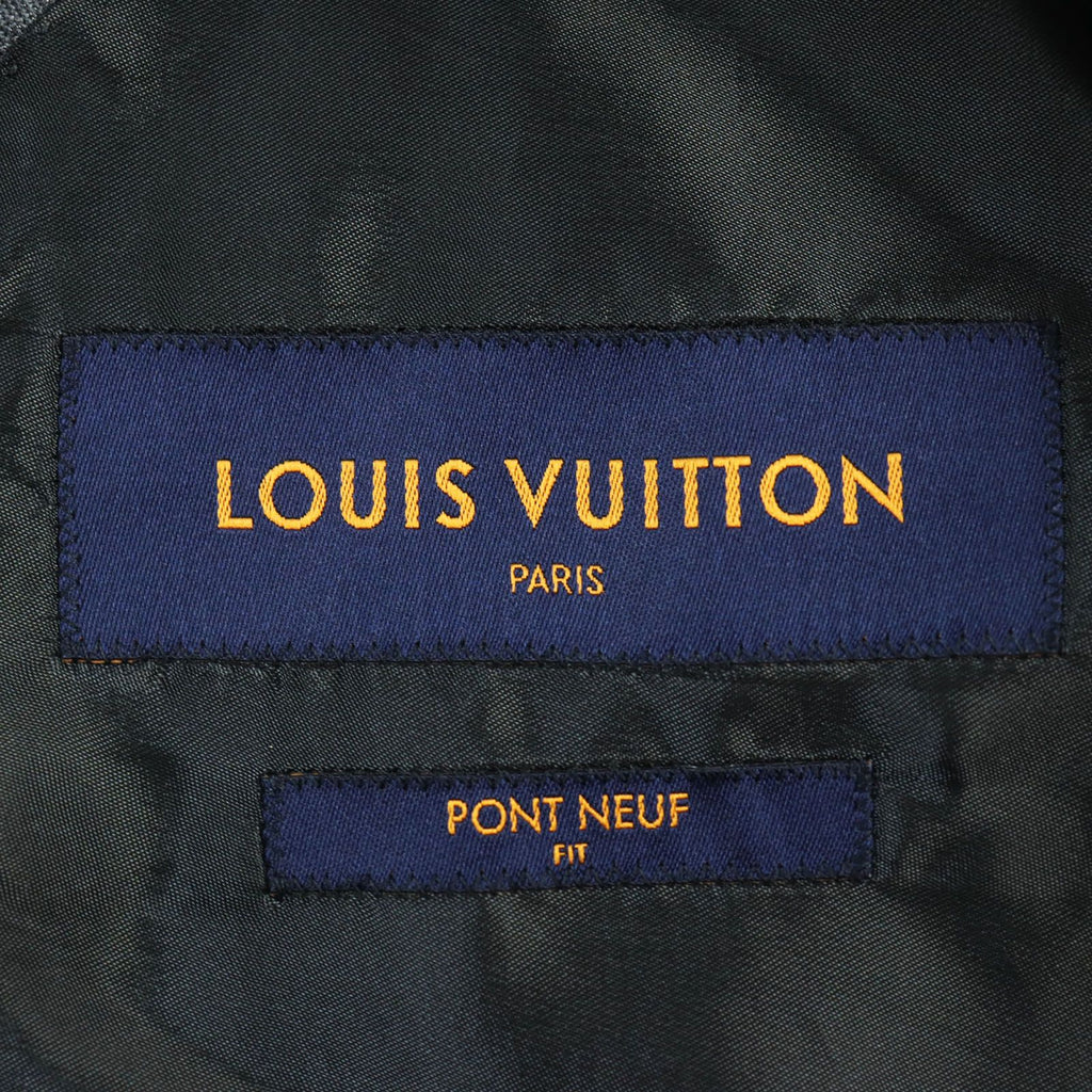 NWT LOUIS VUITTON HGCF7W Silk Blend LV Logo Embroidery Peaked Lapel Double Breasted Suit Setup Grey Size 50