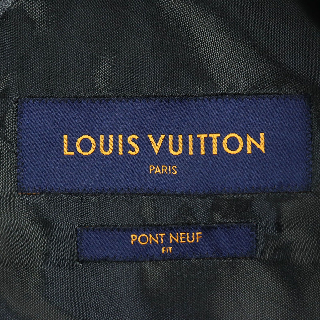 Louis Vuitton Silk Blend LV Logo Embroidery Double Breasted Jacket Pants Suit Grey Size 50