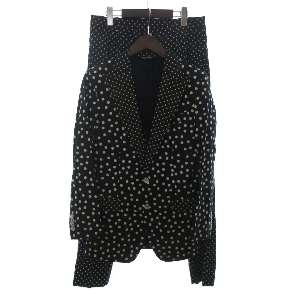 DOLCE & GABBANA TAORMINA Single Suit Setup Tailored Jacket & Slacks Dot Pattern Black Size 46