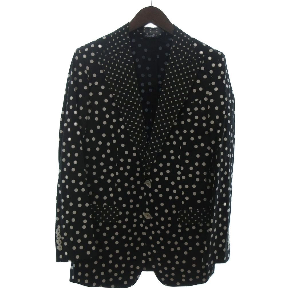 DOLCE & GABBANA TAORMINA Single Suit Setup Tailored Jacket & Slacks Dot Pattern Black Size 46