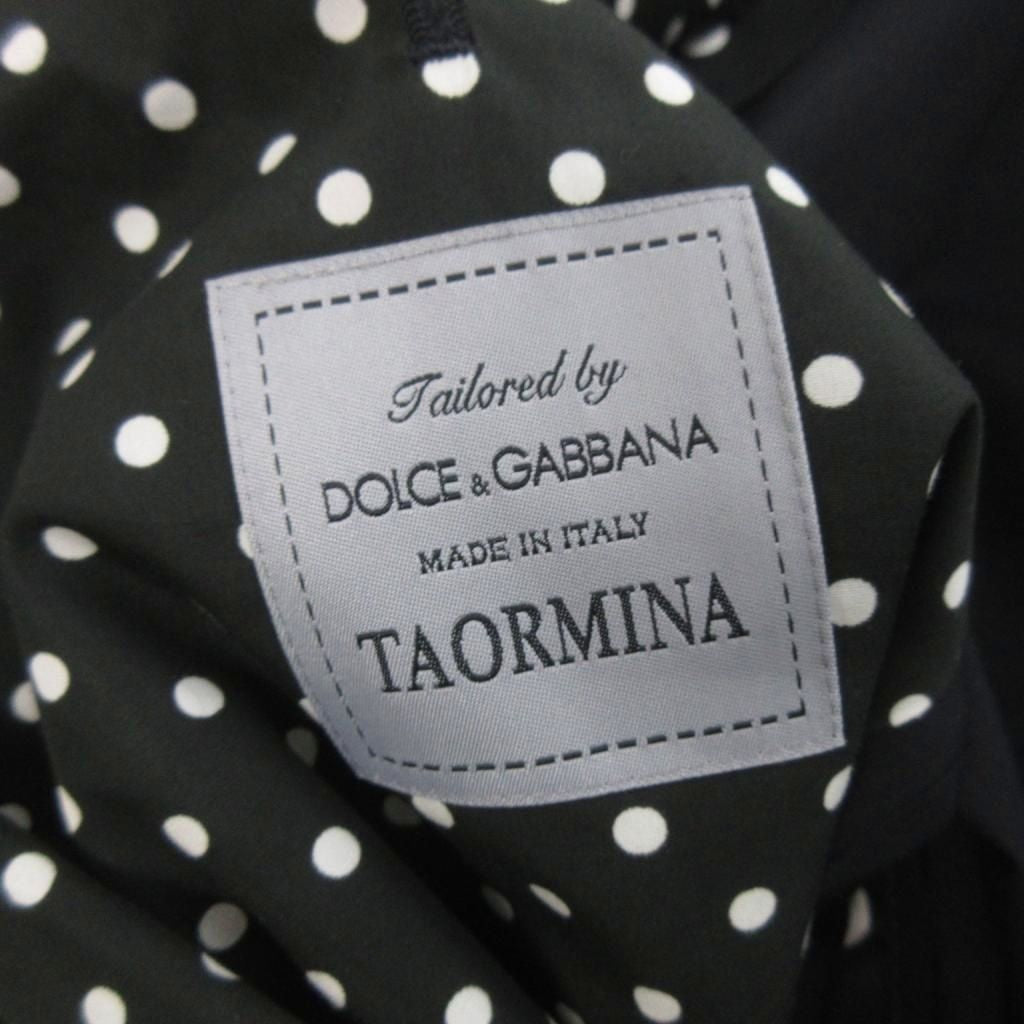 DOLCE & GABBANA TAORMINA Single Suit Setup Tailored Jacket & Slacks Dot Pattern Black Size 46