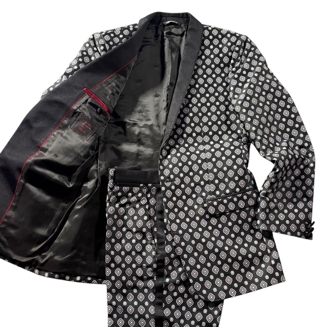 DOLCE & GABBANA All-Over Pattern Dress Suit Setup Size 46