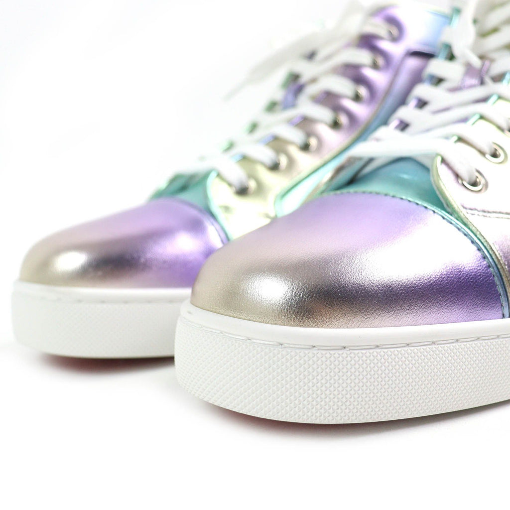 Christian Louboutin FUN LOUIS FLAT NAPPA LAM LICORNE High-Top Sneakers Metallic Aurora Size 42.5