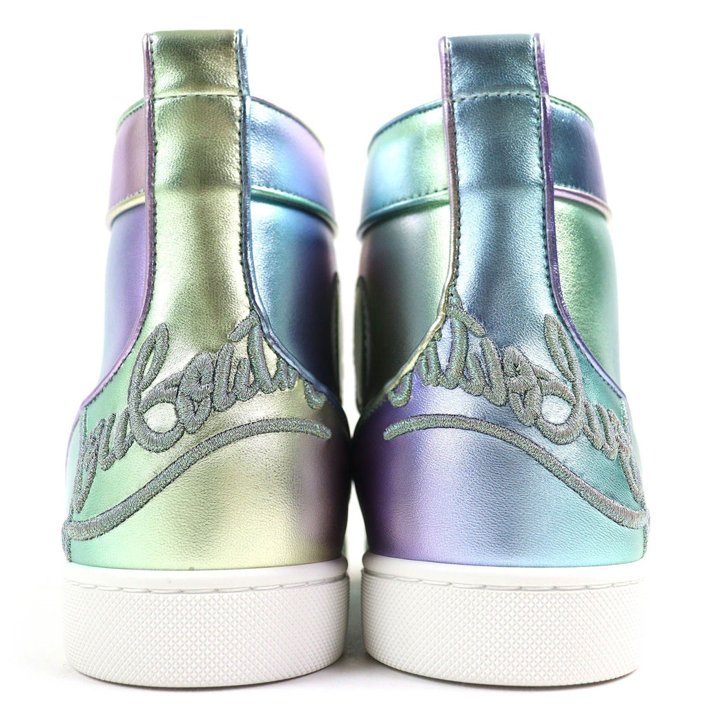 Christian Louboutin FUN LOUIS FLAT NAPPA LAM LICORNE High-Top Sneakers Metallic Aurora Size 42.5