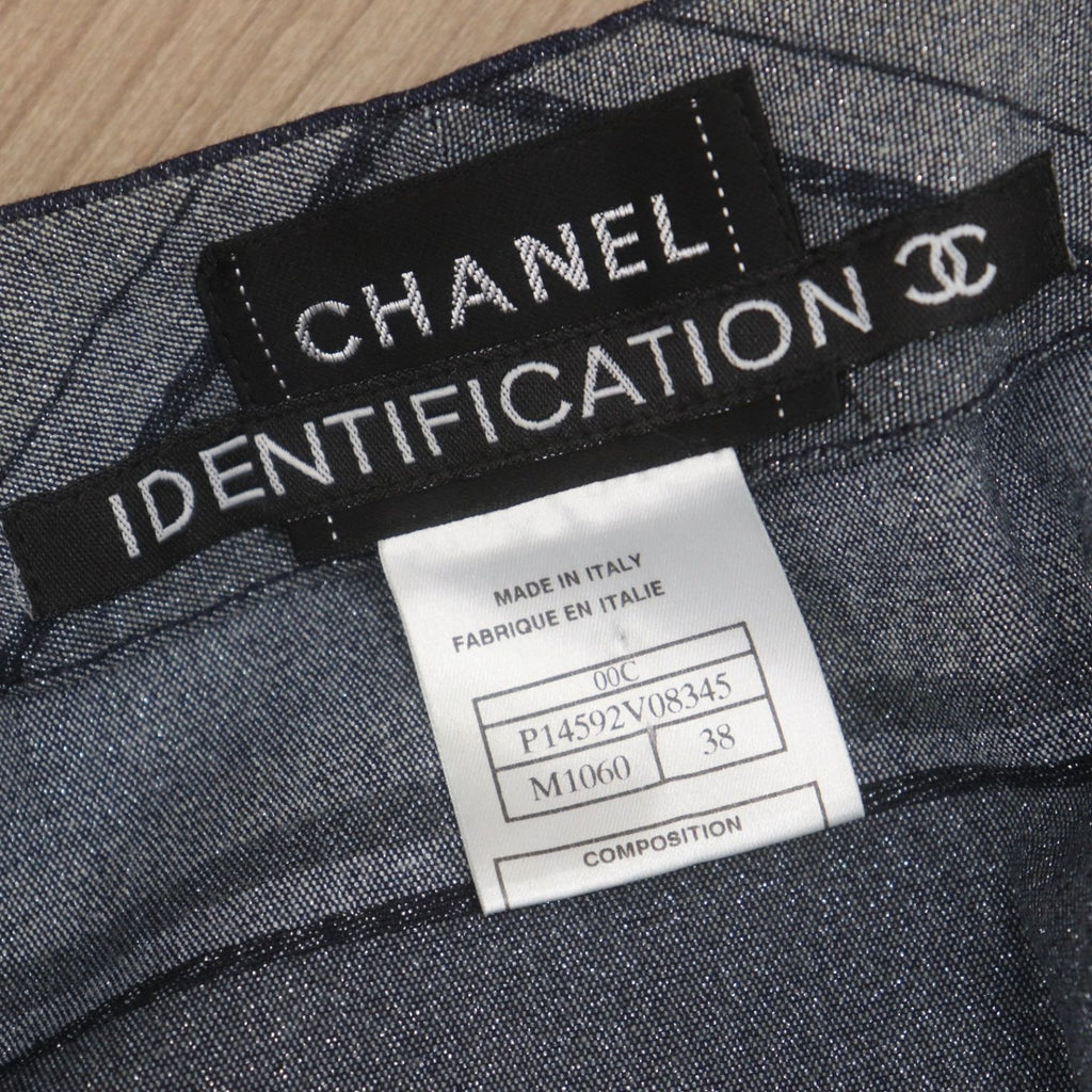 CHANEL 00C Cruise IDENTIFICATION Lame Denim Jacket Size 38