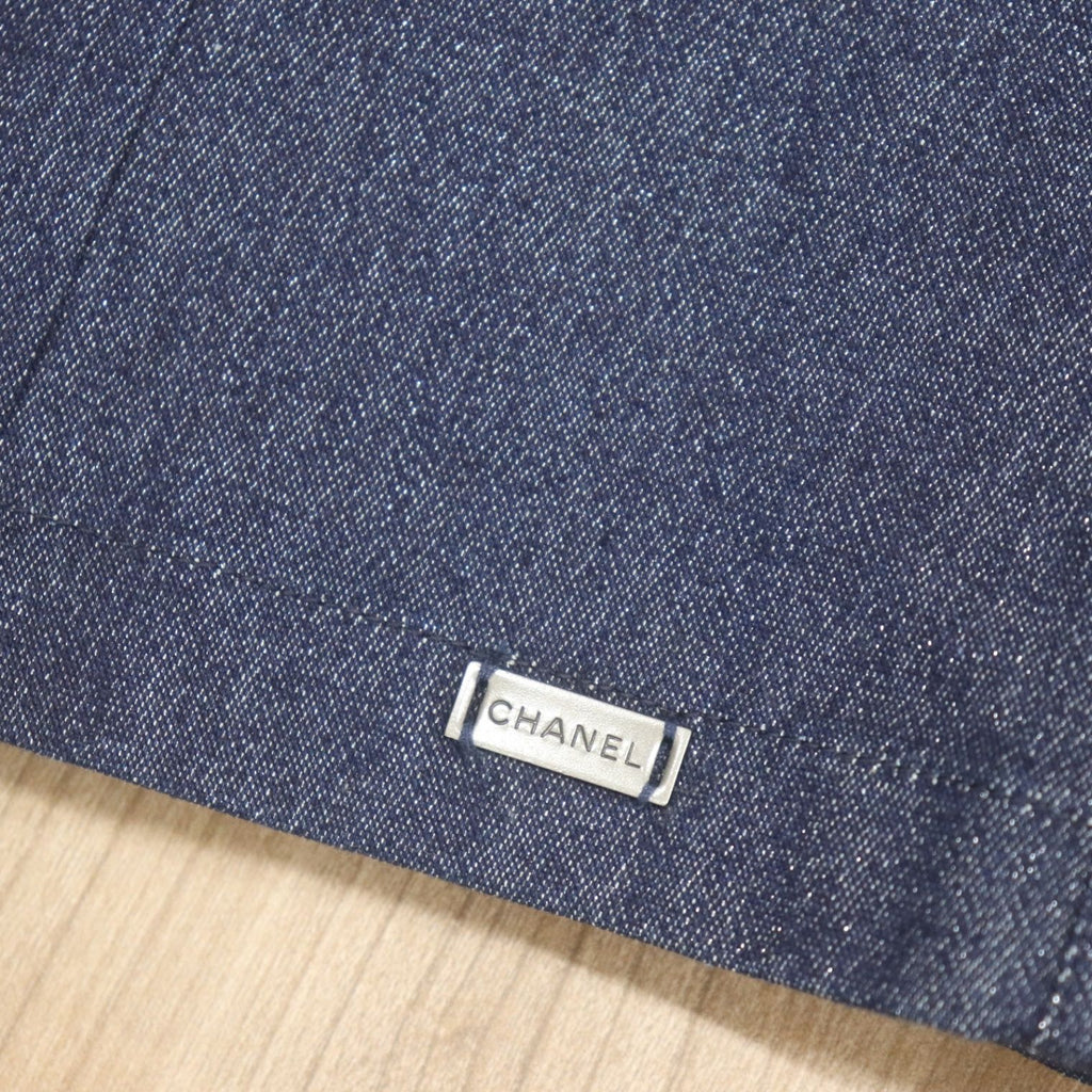 CHANEL 00C Cruise IDENTIFICATION Lame Denim Jacket Size 38