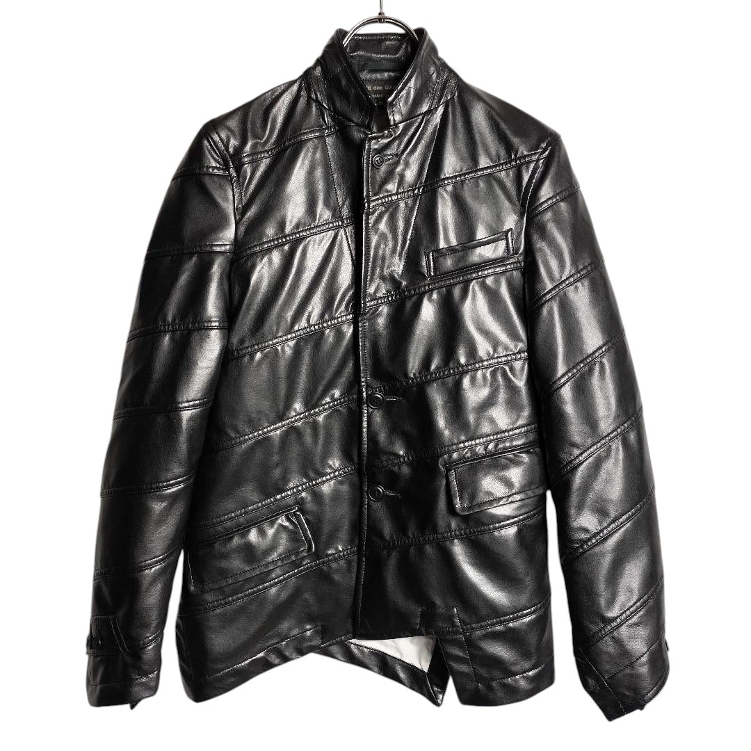 COMME des GARÇONS HOMME PLUS Twisted Fake Leather Stand Collar Jacket Size XS