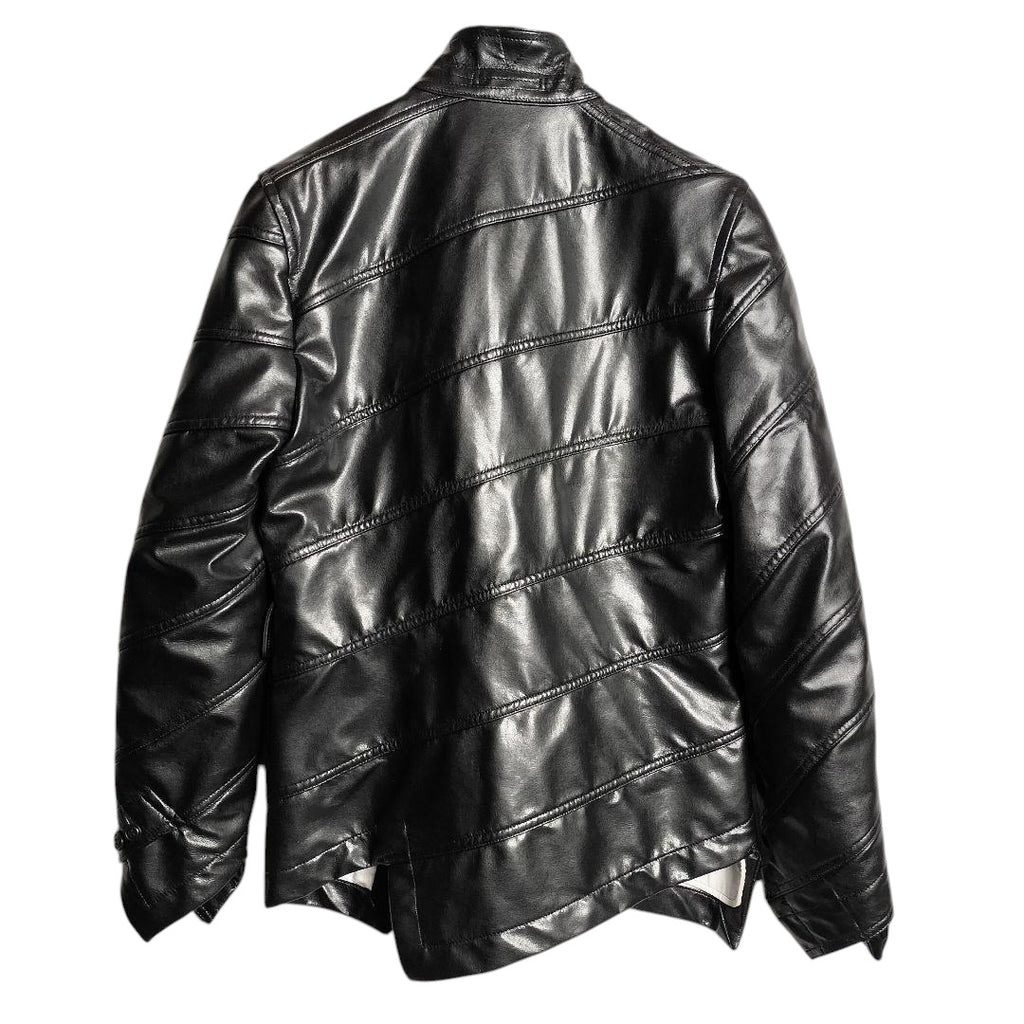 COMME des GARÇONS HOMME PLUS Twisted Fake Leather Stand Collar Jacket Size XS