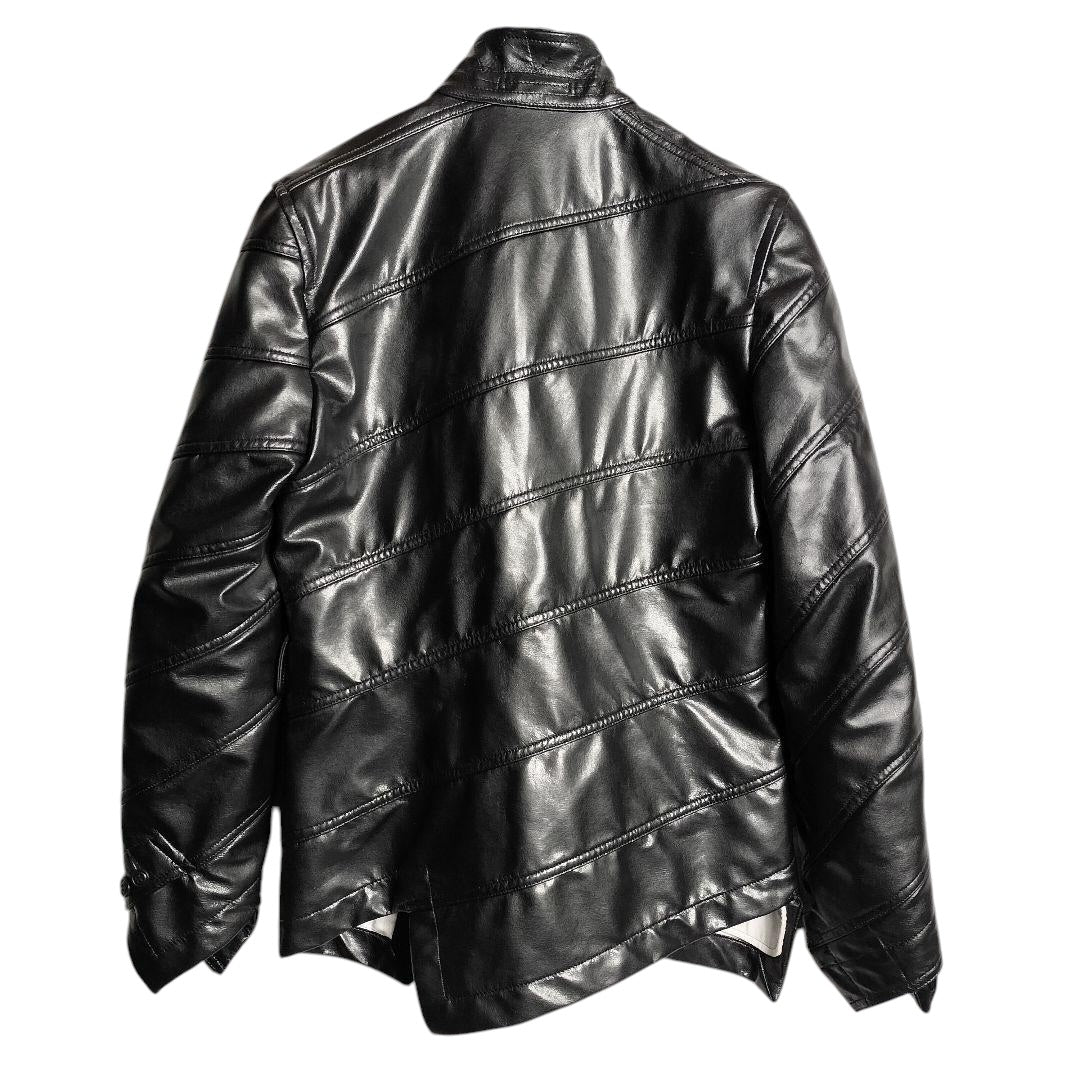 COMME des GARÇONS HOMME PLUS Twisted Fake Leather Stand Collar Jacket Size XS