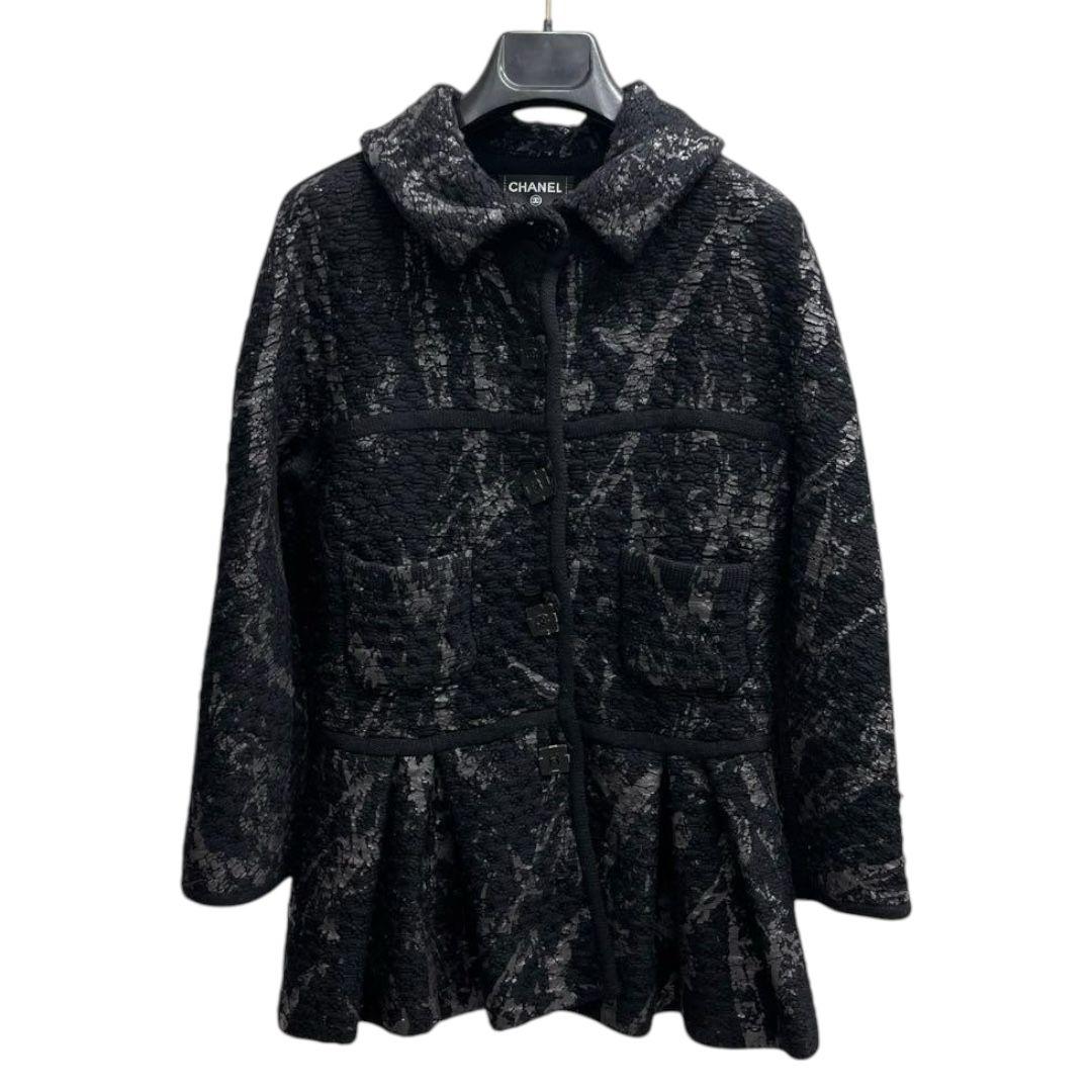 Chanel Coco Button Wool Painted Peplum Knit Jacket