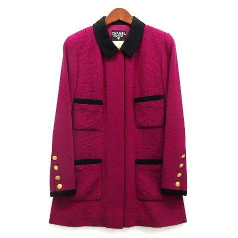 CHANEL BOUTIQUE Embossed Wool Long Jacket