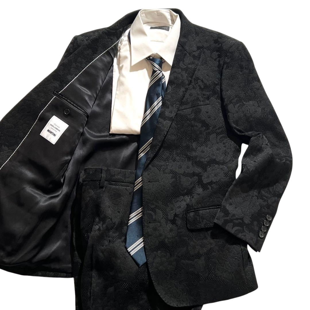 DOLCE & GABBANA Lace Fabric Jacket & Pants Suit Setup Men's