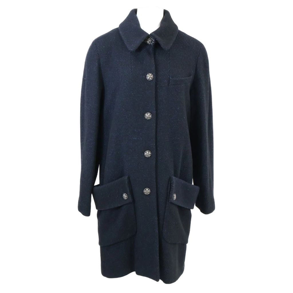 CHANEL P33927 Silk Blend Coat Size 38