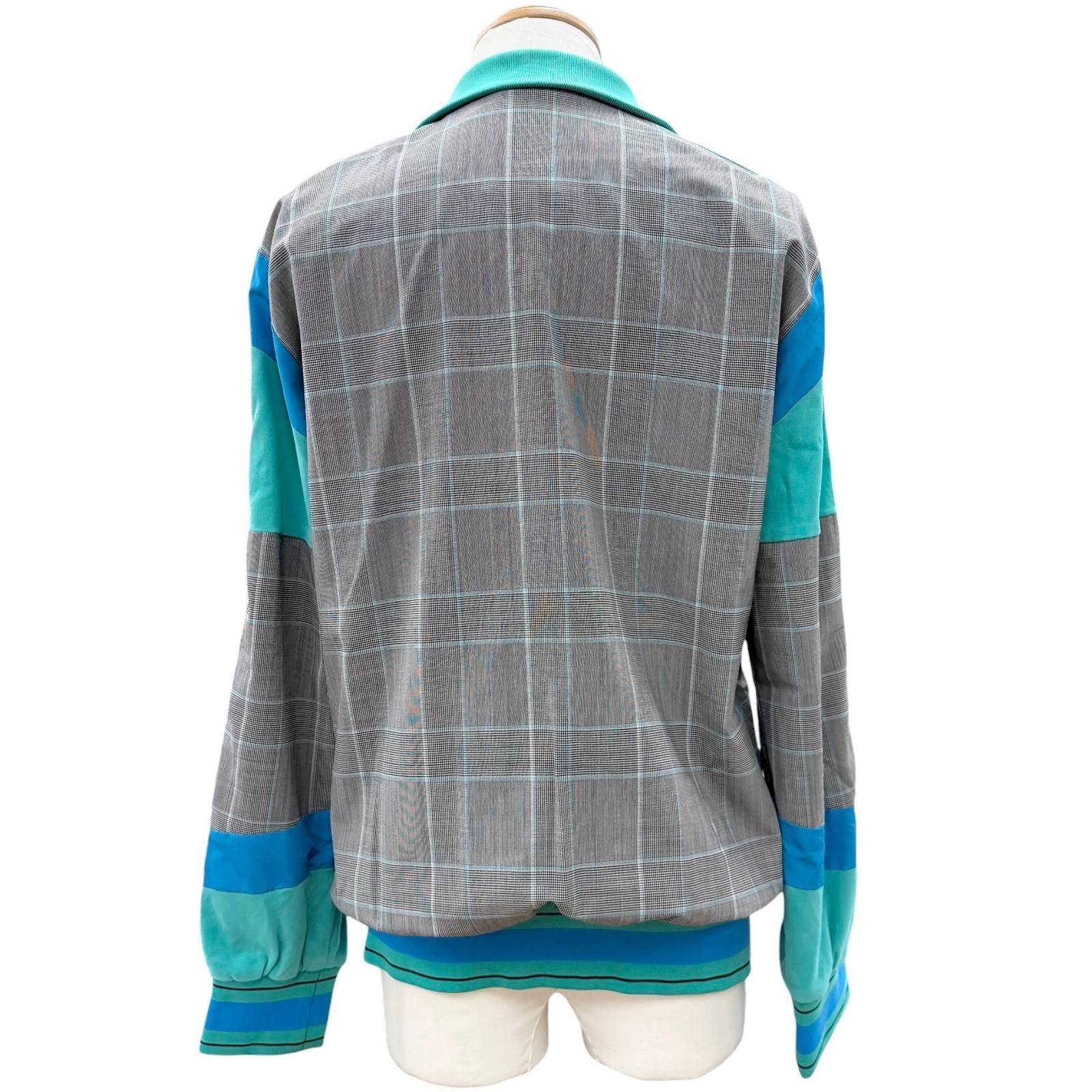 DOLCE & GABBANA Black Tag Check Leather Patch Blouson & Pants Setup Grey Blue Size 46