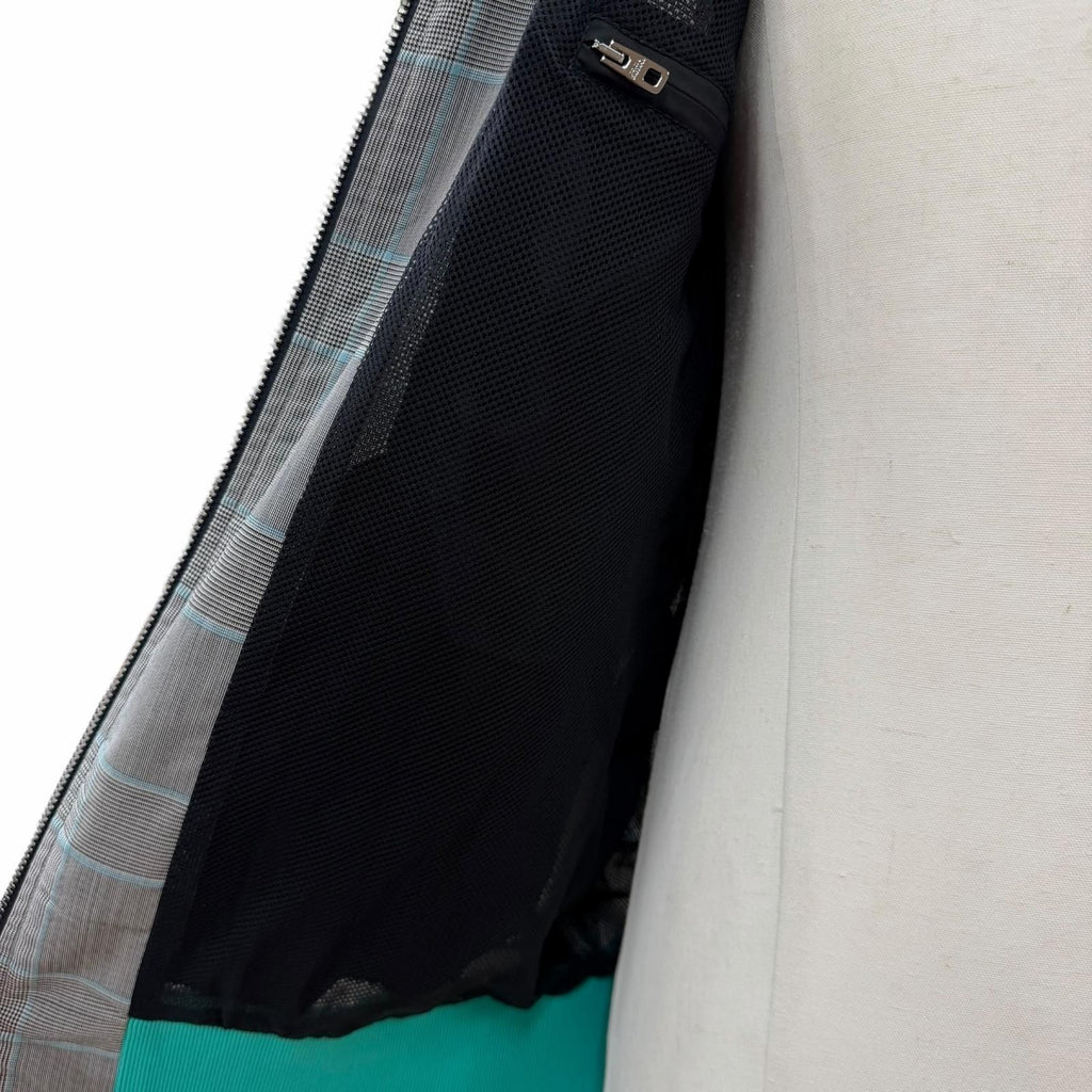 DOLCE & GABBANA Black Tag Check Leather Patch Blouson & Pants Setup Grey Blue Size 46