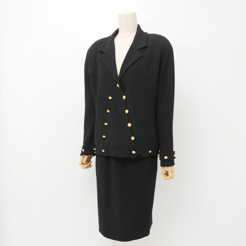 CHANEL Vintage Skirt Suit Set Up Tailored Jacket Blazer Size 40