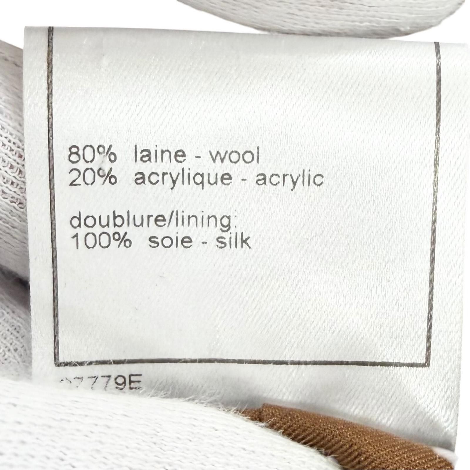 CHANEL Vintage P12140 98A Wool Tweed Coco Mark Button Skirt Suit Setup Brown Size 38/36