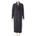 CHANEL Wool Silk Coco Mark Button Double Long Coat P55201 Grey Size 42