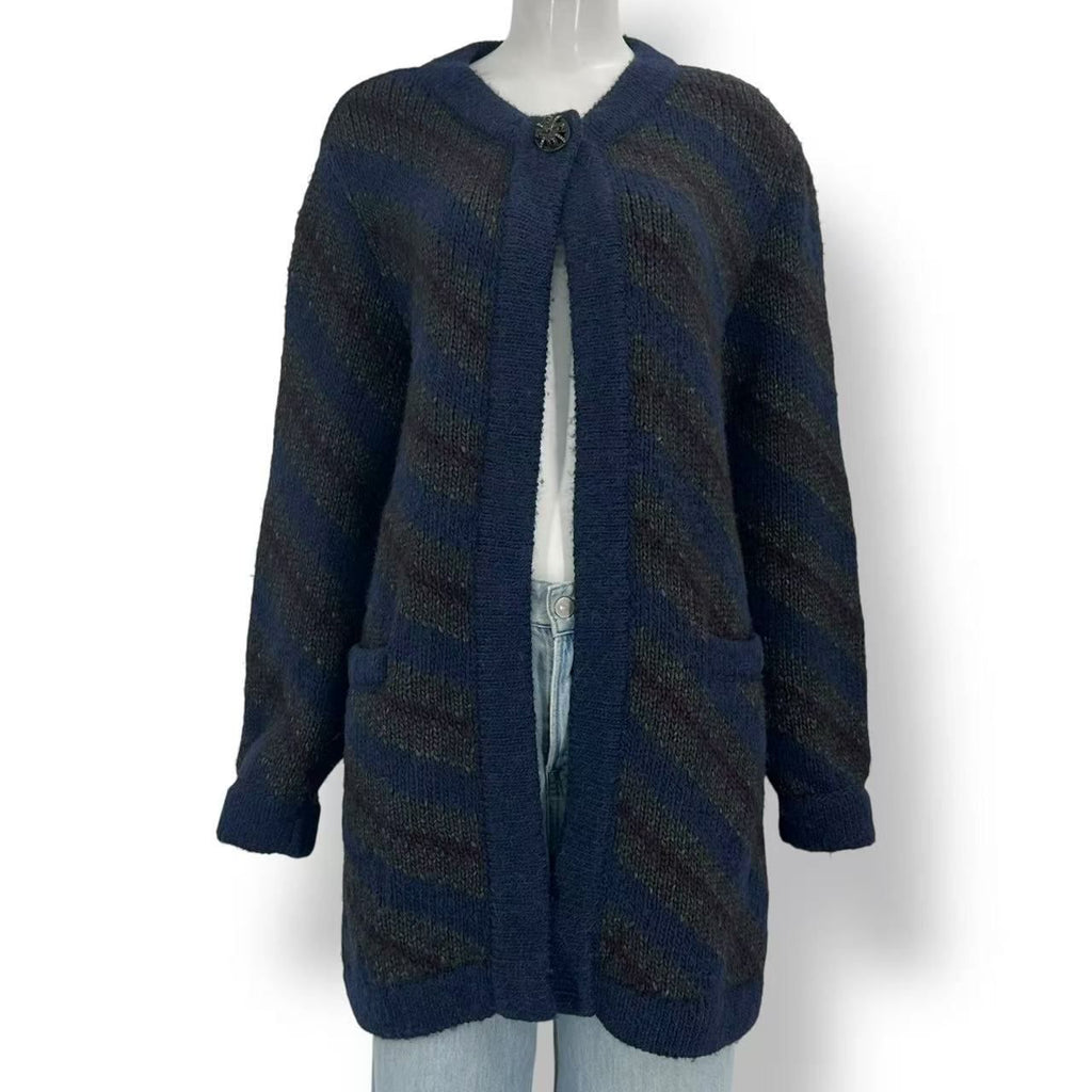 CHANEL Gripoix Wool Long Sleeve Coat Size 38