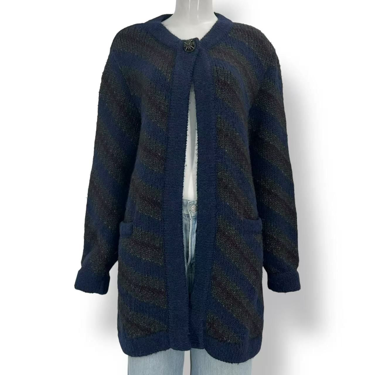 CHANEL Gripoix Wool Long Sleeve Coat Size 38