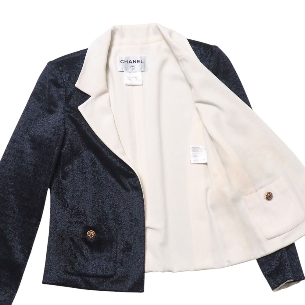CHANEL Tailored Jacket Gripoix Buttonless Size 34