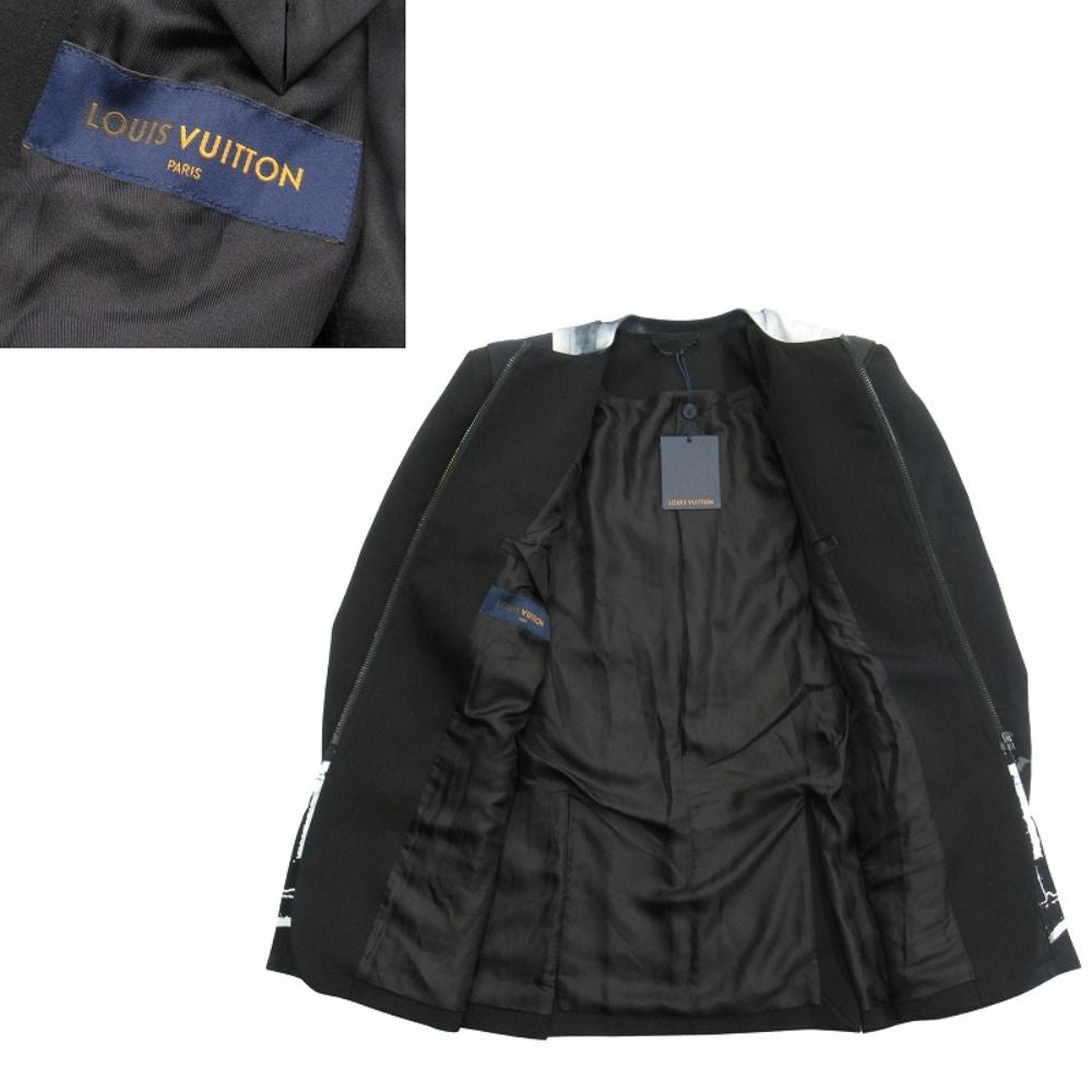LOUIS VUITTON Hybrid T-Shirt Tailored Jacket Docking LV Logo Monogram Size 50 Black