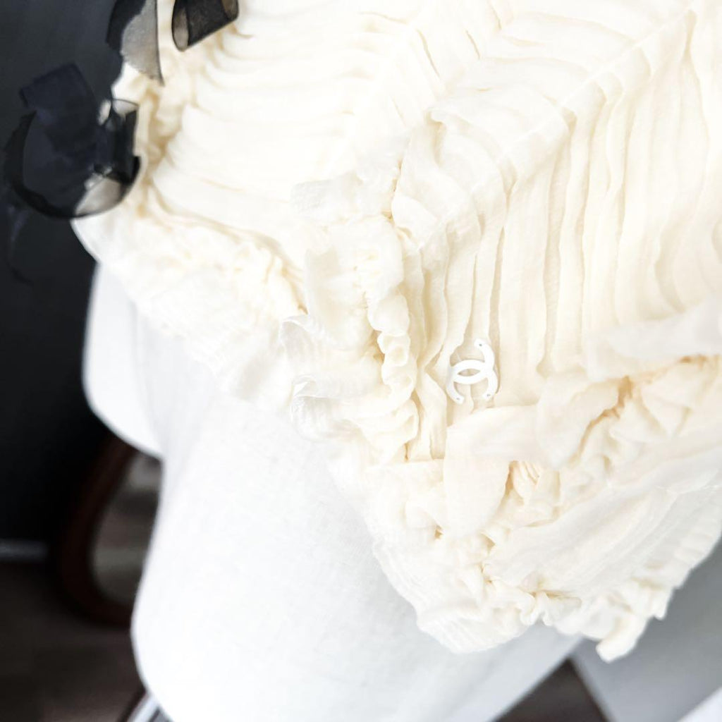 CHANEL Silk Mille-Feuille Ribbon Blouson Jacket Size 44