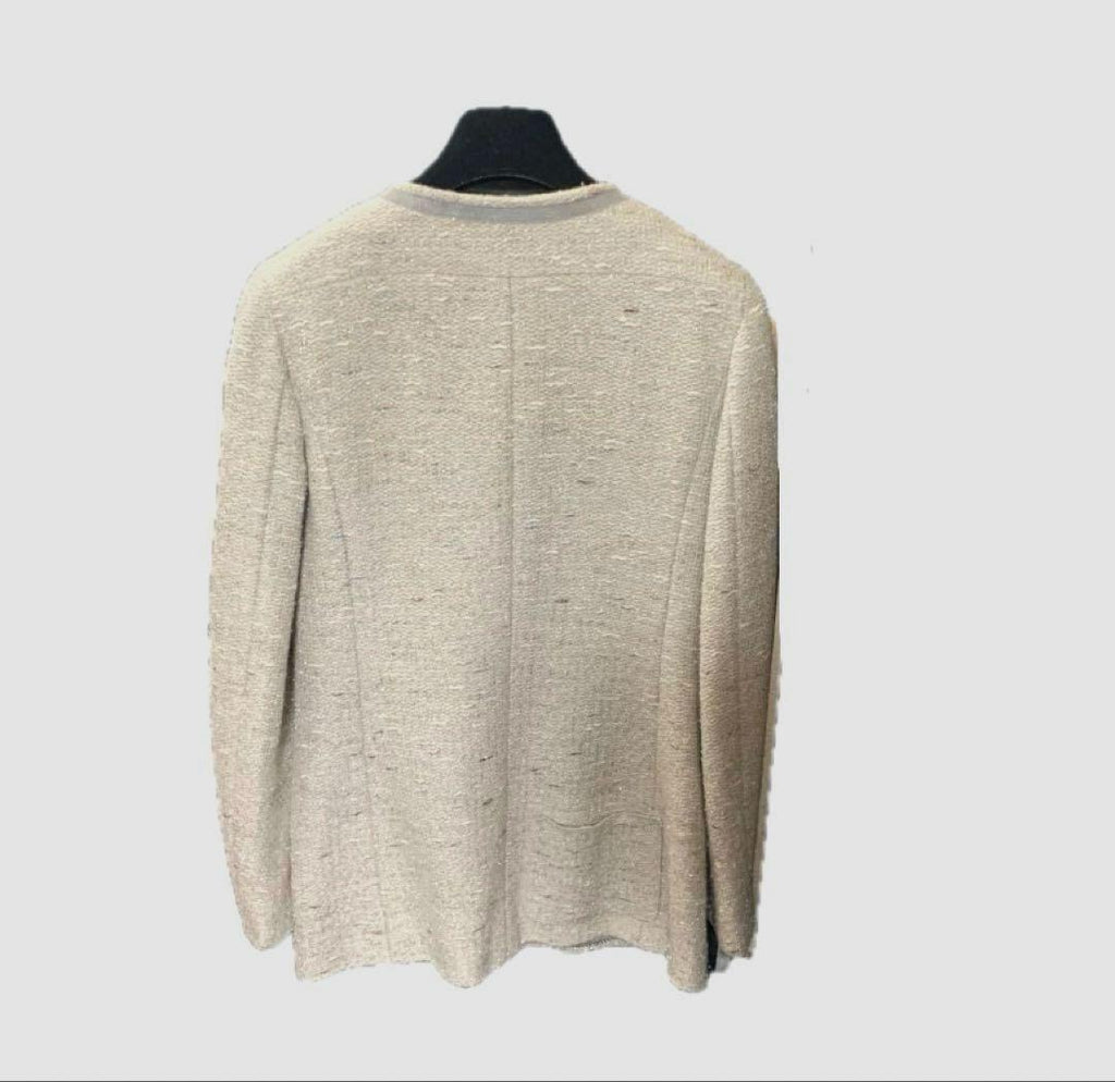 CHANEL Tweed Collarless Jacket – Silver Grey