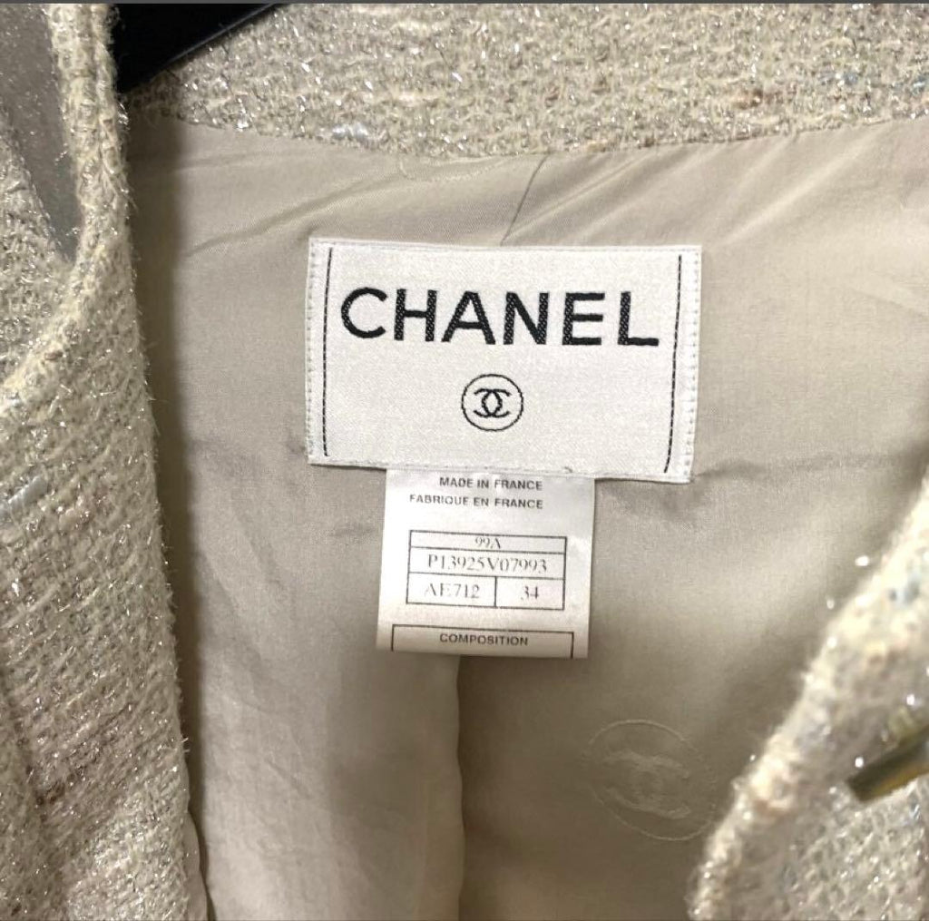 CHANEL Tweed Collarless Jacket – Silver Grey