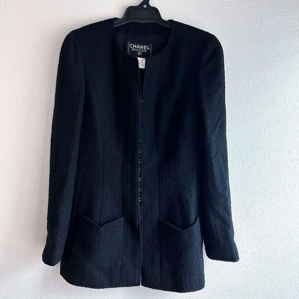 CHANEL Tweed Collarless Jacket Size 40
