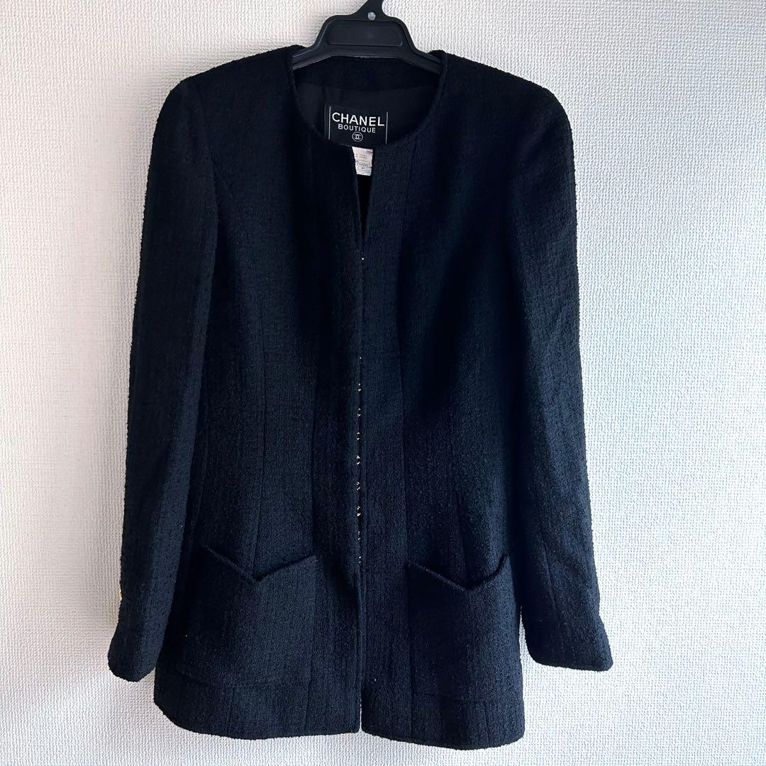 CHANEL Tweed Collarless Jacket Size 40