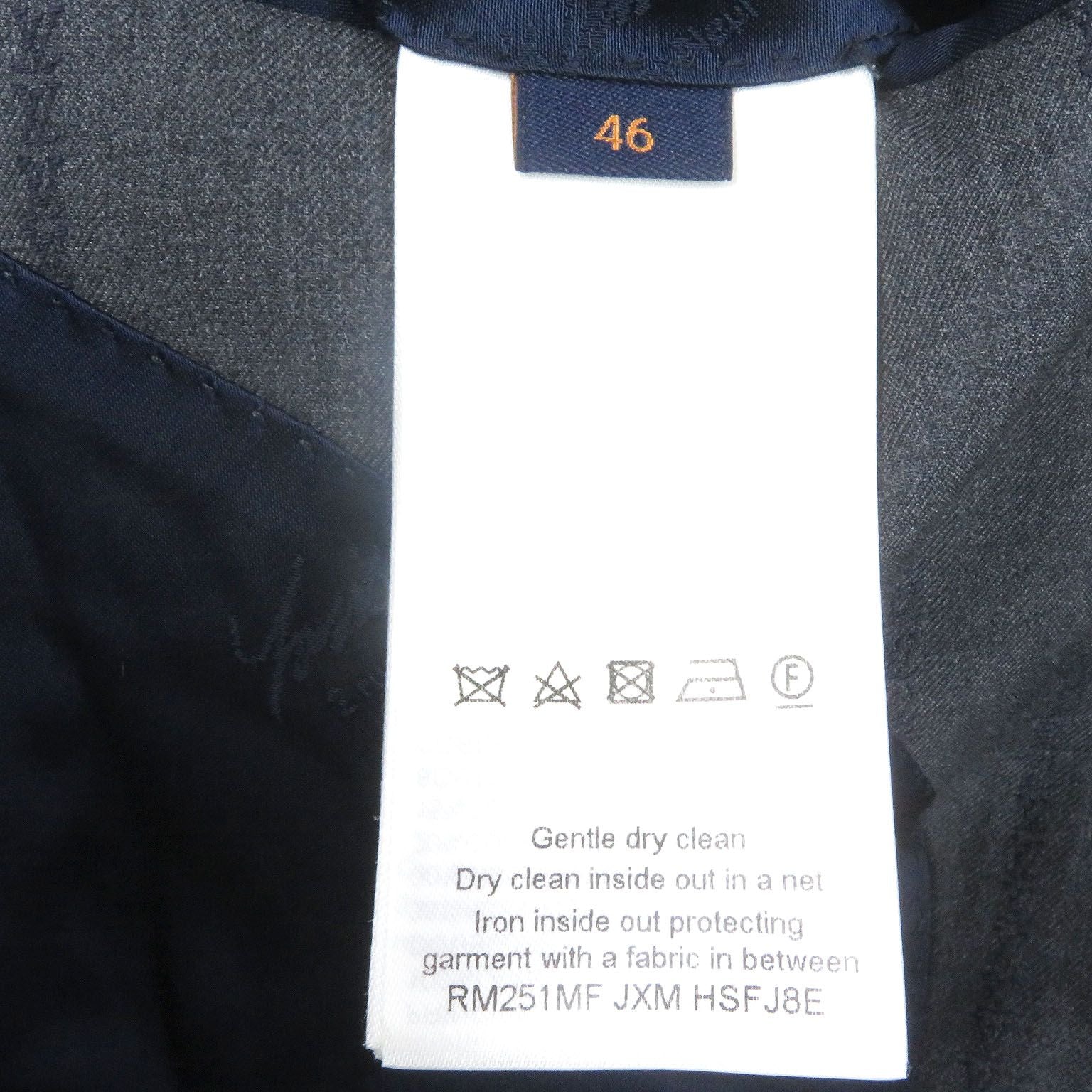 LOUIS VUITTON 25SS Pont Neuf Fit LV Logo Peaked Lapel Single Suit Setup – Grey Size 46