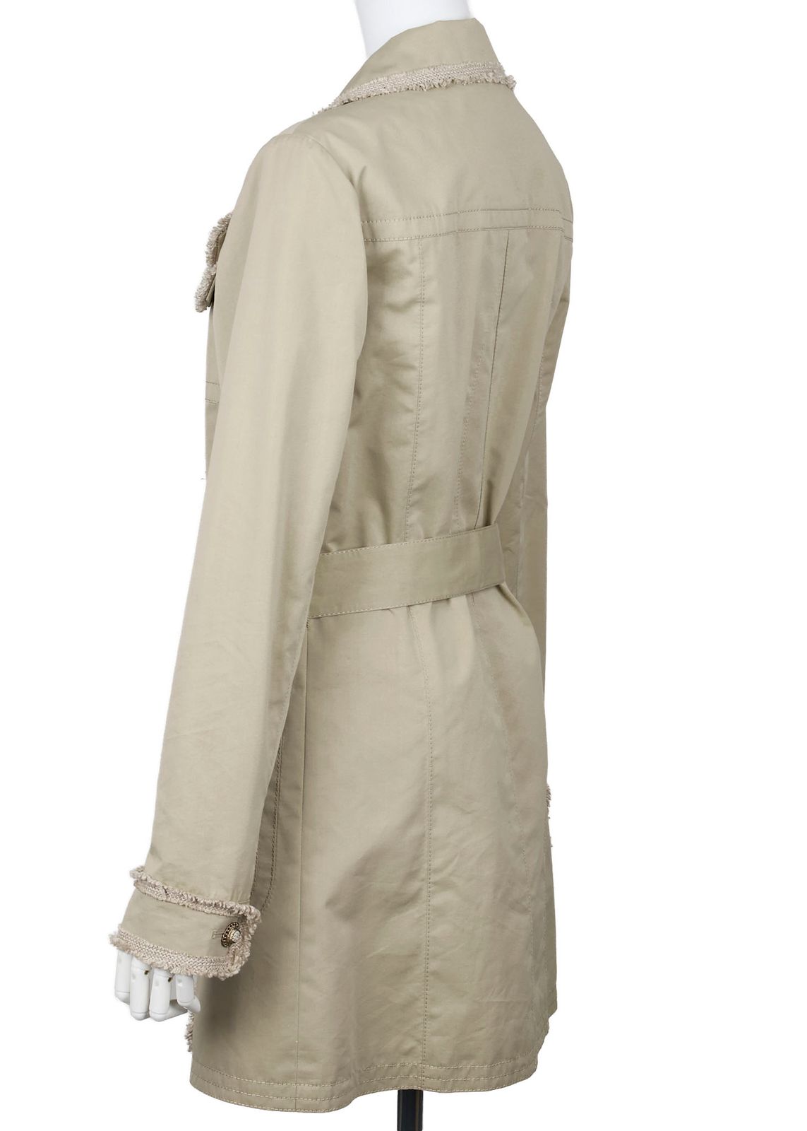 CHANEL Coco Button Long Coat Size 34 – Beige