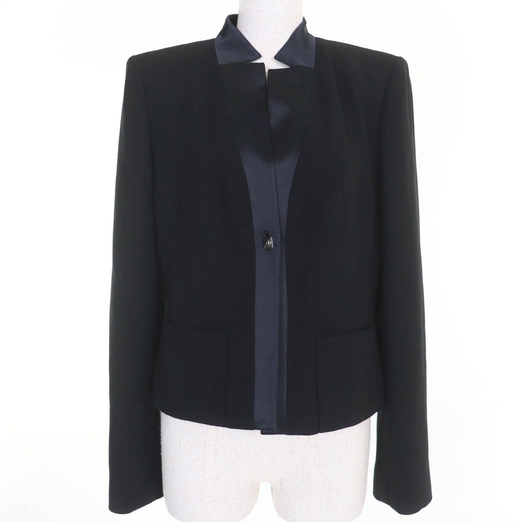 CHANEL 03A Wool & Silk Coco Mark Pyramid Button Jacket – Black Size 40