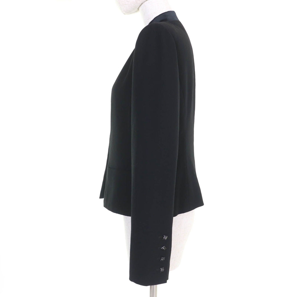 CHANEL 03A Wool & Silk Coco Mark Pyramid Button Jacket – Black Size 40