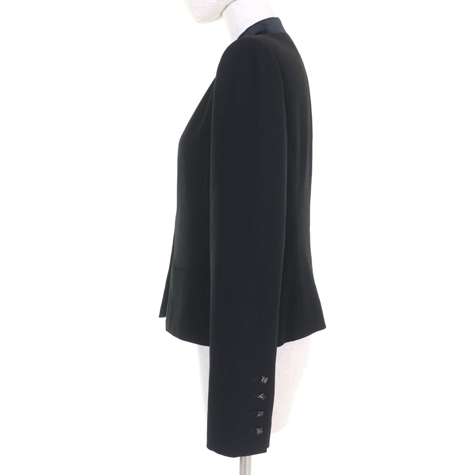 CHANEL 03A Wool & Silk Coco Mark Pyramid Button Jacket – Black Size 40
