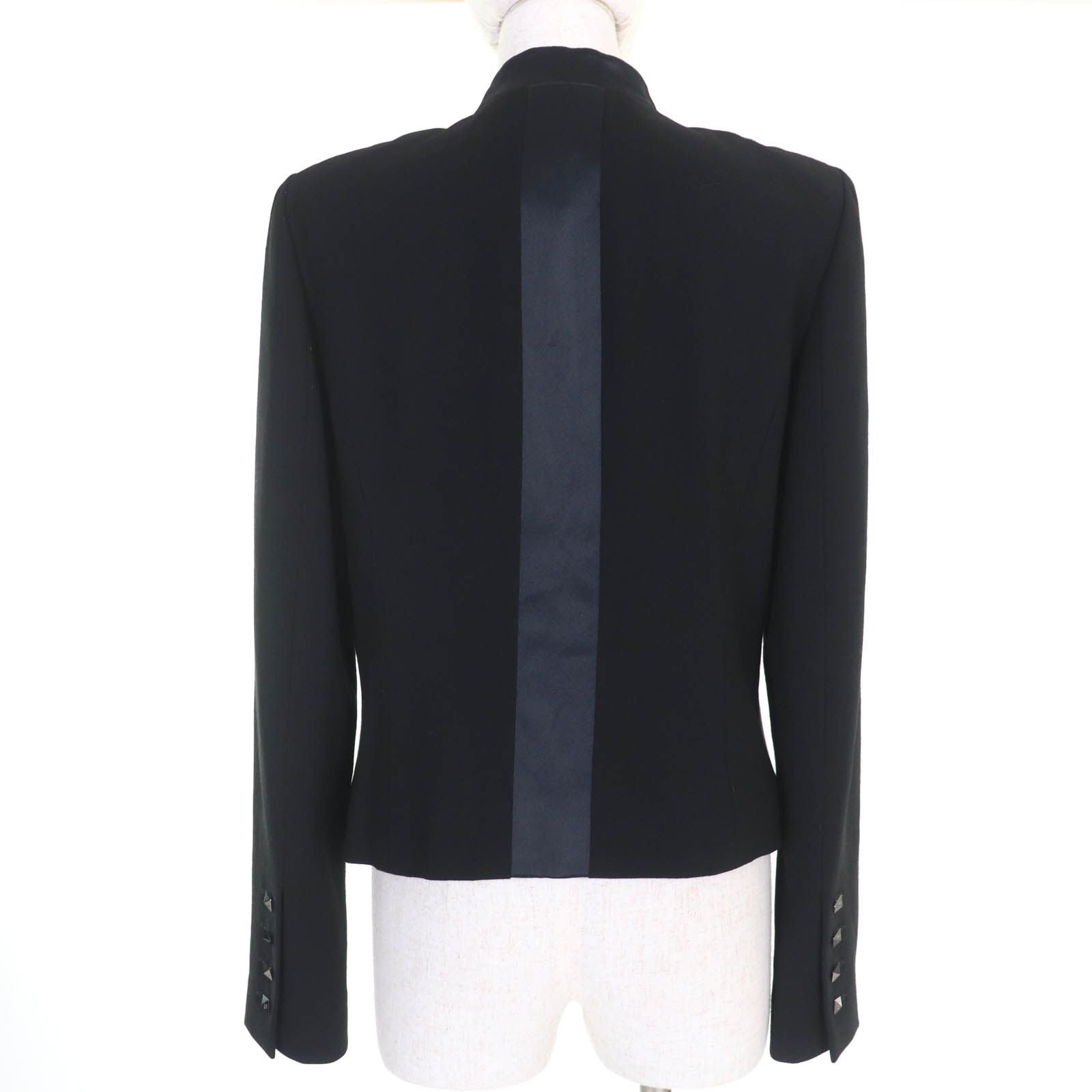 CHANEL 03A Wool & Silk Coco Mark Pyramid Button Jacket – Black Size 40